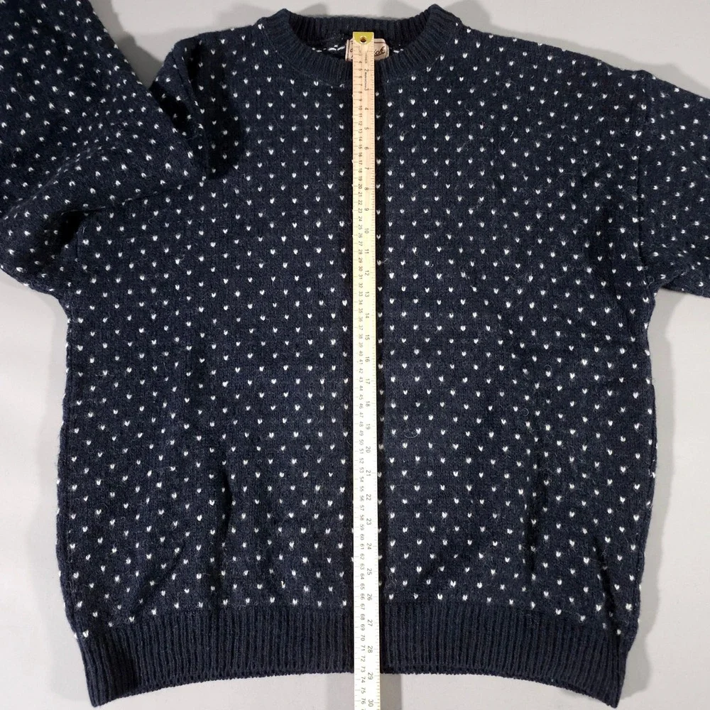 Woolrich Sweater Mens XL Tall Navy Blue Birds Eye Knit Wool‎ Blend Vintage USA